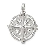 Sterling Silver Compass Rose Charm Pendant Jewelry