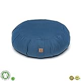 Buckwheat Meditation Cushion – Crescent, Round Or Zabuton Zafu Yoga Pillow | 7 Colors | Zippered Organic Cotton Cover & Liner to Add or Remove Hulls | Machine Washable | Carrying Handle