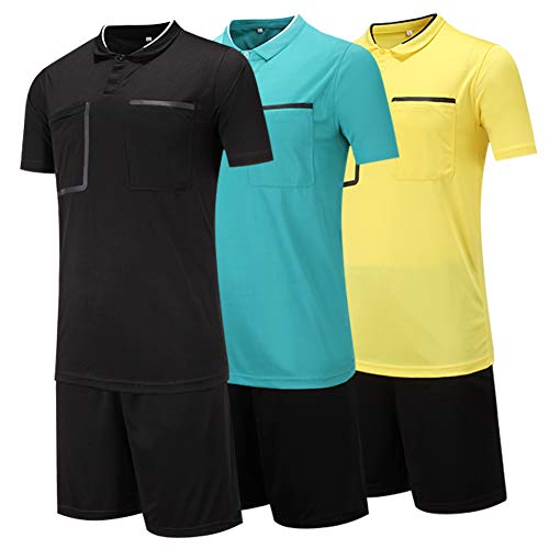 Shinestone Men's Soccer Short Sleeves Referee Jersey Referee Short Shirt (0120-Dark Green, Medium)