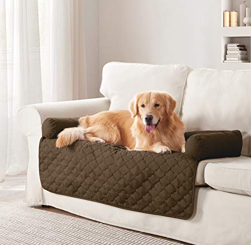 Quick Fit Wubba Reversible Pet Bed Sofa Couch Cover for Dogs, 45×34, Chocolate-Natural