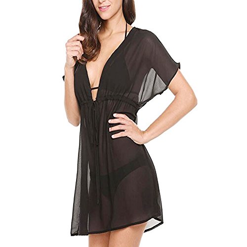 Ohcool Women's Summer Swimsuit Bikini Beach Swimwear Cover up (one Size, 01Black) - Thumbnail 2