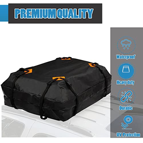 VaygWay 15 Cubic Feet Car Rooftop Cargo Carrier Bag Black Waterproof