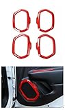 Dwindish Red ABS Interior Car Door Sound Speaker Audio Ring Cover Trim for Jeep Renegade 2015 Up