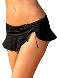 Aleumdr Womens Ruched Side Tie Swim Shorts Skirted Bikini Bottom