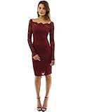 PattyBoutik Women's Off Shoulder Twin Set Floral Lace Dress (Burgundy S)