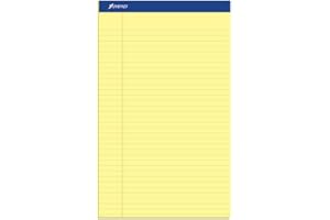 Ampad Notepads, Legal-Ruled, 8.5" x 14", Canary Yellow, Micro-Perforated, 50 Sheets per Pad, 12-Pack, Sturdy Backing for Lega