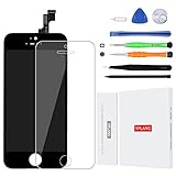 iPhone SE Screen Replacement Black - YPLANG LCD Touch Screen Digitizer Replacement Repair Kit with Completed Tools and Tempered Glass Screen Protector for iPhone SE/5S 4 inch Black