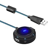 Beexcellent External USB Stereo Sound Card - Noise Cancelling Headset Adapter, Noise Reduction Braided Wire - For PC, Laptops, Tablets, PS4 - Compatible with Windows, Vista &amp; Mac IOS (Blue)