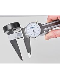Fowler, 52 008 712 0, calibre dial de acero inoxidable resistente a golpes, rango de medición 0 a 12 pulgadas, intervalo de graduación 0.001 pulgadas, color blanco