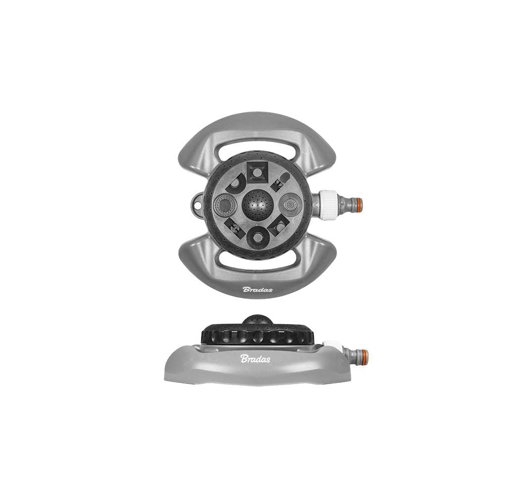 Bradas Layflat WL Z15 Whiteline 8 Function Garden Sprinkler Sprinkler Sprinkler Irrigation, Grey, 4 "x 4 x 1/2"