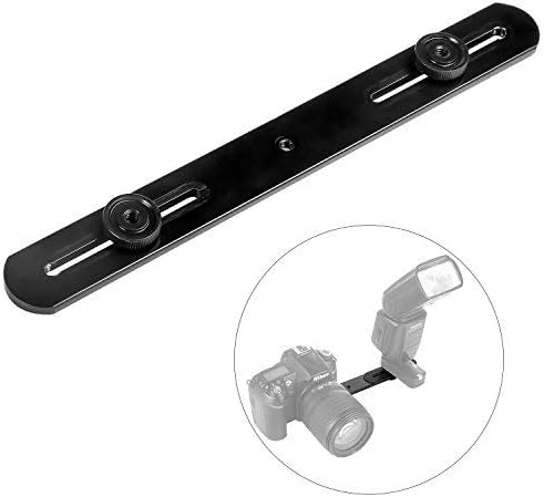 pangshi Camera Hot Shoe Extension Bar Mount Dual Flash Light Bracket Compatible with Studio Speedlite, Microphone, Flashes