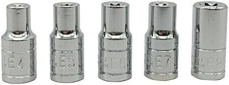Wrench Tool E-Socket Sockets 5Pcs 1/4 Inch(6.3Mm) Torx Star Bit Female E-Socket Set Socket Nuts Set E4,E5, E6,E7, E8