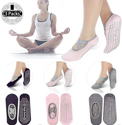 Yoga Socks for Women, Non Slip Grips & Straps Socks for Pilates, Pure Barre, Ballet, Dance, Barefoot Workout,Bikram, Fitness