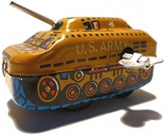 Brimtoy Mini Army Tank Clockwork Tin Toy Retro Mechanical Replica