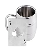 Stainless Steel Beer Mug , Coffee Cup , Tuyounger Double Walled Air Insulated Beer & Beverage Mug,16.9 oz (1Pack)