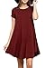 VIISHOW Women's Basic Short Sleeve Casual Loose T-Shirt Dress Wine red XL