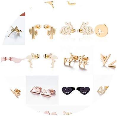 Tiny Stainless Steel Stud Earrings Cute Cartoon Animal Plant Earrings Women Girls Kids Jewelry B