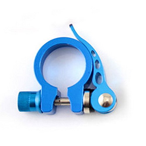 ADSRO 31.8mm Alloy Bicycle Seat Clamp Quick Release Seatpost Tube Clip Mountain MTB Bike Seat Post (Blue)