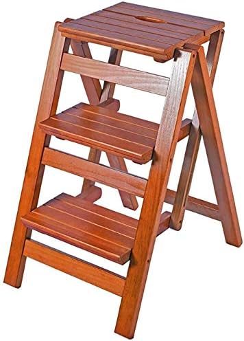 Amazon 脚立 木製折りたたみラダースツール3層構造のステップ花は屋内アセンドラダーリビングルームキッチン図書館家具スタンド Qiqidedian 踏み台 踏み台 ステップ 通販