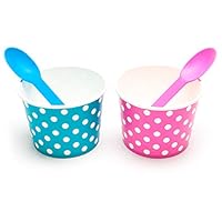 BrightandBold 12 oz Pink & Blue Gender Reveal Party Baby Shower Ice Cream Bowl & Spoon Set (Qty 50)