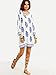 Floerns Women's Long Sleeve Palm Leaf Print Ethnic Style Shift Dress Blue L
