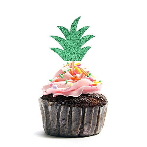 Pineapple Donut Toppers Topoox 36 Pack Glitter Luau Bridal Shower Tropical Summer Party Cupcake Decorations