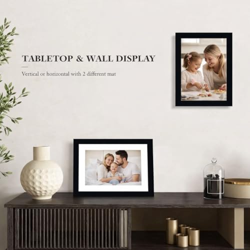 Beauenty Picture Frame Set,6x8 inch Photo Frames With Mat And Non Trace Nails,For 4x6 or 6x8 Pictures,Multi Photo Frames Collage,For Wall Tabletop Decoration(Black,Set of 5)