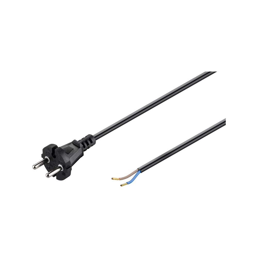 Goobay 58914 Universal Vacuum Cleaner Connection Cable 10 m Black Contour Plug Type C CEE 7/17 to Loose Cable Ends