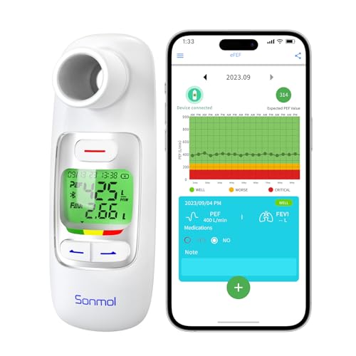 Peak Flow Meter with Bluetooth APP Spirometer for Asthma COPD Monitor