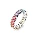 NYC Sterling Women's .925 Silver Oval Shaped Rainbow Cubic Zirconia Eternity Ring