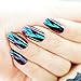 YUNAI 24PCS Coffin False Nails Gorgeous Mirror Holographic Chrome Effect Medium Length Full Cover Fake Nail with Design
