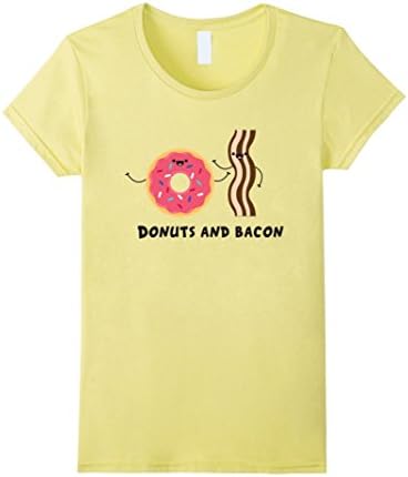 Womens Donuts And Bacon Funny T-Shirt Donut Clothing Large Lemon
