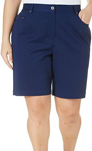 Hearts of Palm Plus Essentials Solid Twill Shorts 24W Navy blue