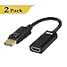VCE DisplayPort to HDMI Adapter, Gold Plated Display Port to HDMI Male to Female Adaptor Cable, 1080P HDMI 2.0 Converter with Audio, Black - 7.8 Inch (2 Pack)