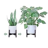 Plant Stands Indoor | Mid Century Modern | Adjustable Width 9' to 12' (Pot NOT Included) | Indoor Plant Stand | Natural, Brown, Black Wood | Planter Pots Holder | House Plant Rack | Planters Holders