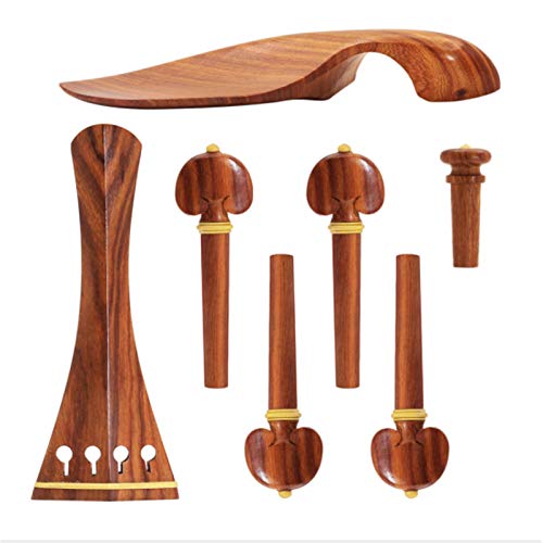 Wiedfedy 4/4 Violin Kit Full Size Violin Accessories Rosewood Violin Peg Tailpiece Chin Rest End Pin (4/4)