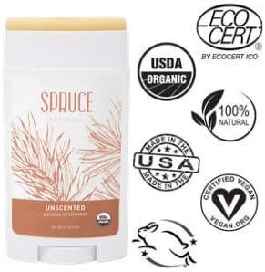 SPRUCE NATURALS: The All Natural Deodorant for Women and Me, Aluminum free Deodorant, Cruelty free Deodorant, Non GMO, USDA Organic Deodorant, Long Lasting Deodorant - Unscented