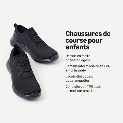 Chaussures de Course Légères Mixte enfant, Noir, 34 EU