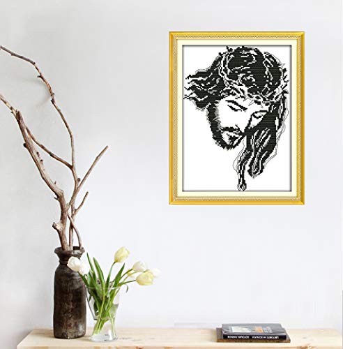 Cross Stitch Stamped Kits Quilt Pre-Printed Cross-Stitching Patterns for Beginner Kids Adults, Embroidery Crafts Needlepoint Starter Kits Jesus