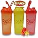 Protein Shaker Bottle Set 3 Pack, 25oz Bottles, Red/Orange/Yellow and Blender Mixer Ball, Leak Proof BPA Free Dishwasher Safe Sports and Travel Water Container Fits Most Cup Holders