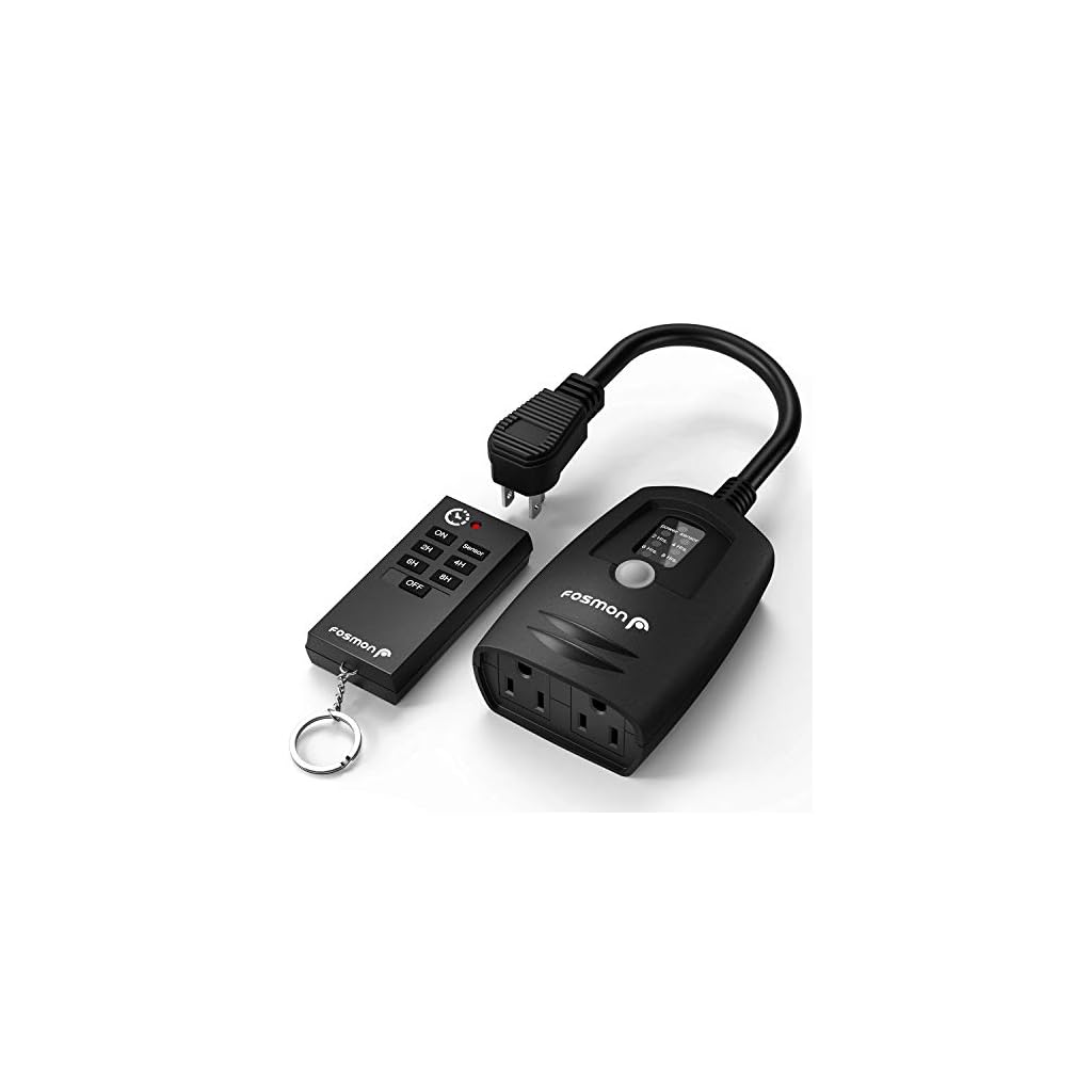 Fosmon Outdoor Photocell Light Timer Outlet with Remote Control (Dusk