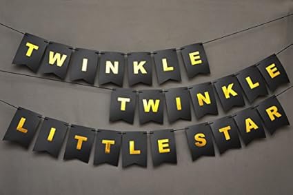 Amazon Com Twinkle Twinkle Little Star Banner Black And Gold Card