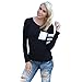 YANG-YI Clearance Womens Long Sleeve Round Neck Splice Shirt Blouse Tops T-Shirt