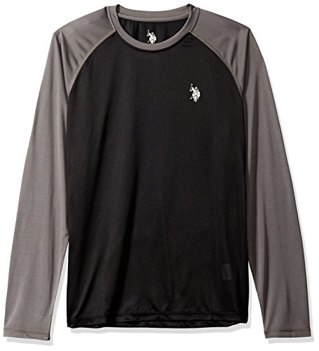 U.S. Polo Assn. Mens Long Sleeve UPF Swim T-Shirt, 6408-Black, L