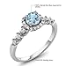 Gem Stone King Halo Engagement Ring For Women | 925 Sterling Silver | Gemstone Birthstone and White Created Sapphire | Round 5MM Center with 2MM and 1.2MM Accents | Sizes 5-9