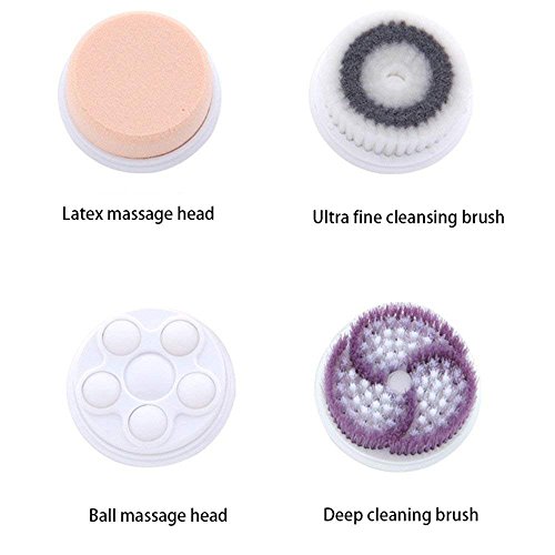 Carejoy Facial Brush Waterproof 2 Speed Electric Deep Cleansing System with 4 Massager Brush Heads
