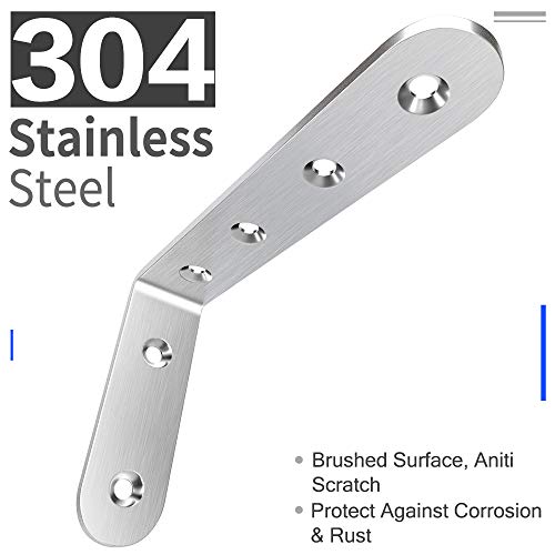 image for LuckIn Corner Brackets 3 x 5 inch, Right Angle Bracket 304 Stainless S