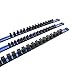 ABN Blue Aluminum SAE Socket Holder Rail 3-Piece Set – 1/4in, 3/8in, 1/2in Socket Rails and 16 Clips Tool Organizer