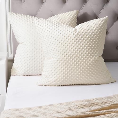 PHF Minky Dot Euro Pillow Covers 2 Pack Cream