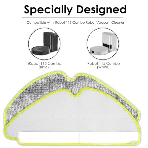 (5 Piezas) Almohadillas de fregona Repuesto para iRobot Roomba 115 Combo | Lavables, reutilizables, Materiales de microfibra, gran capacidad de absorción y limpieza